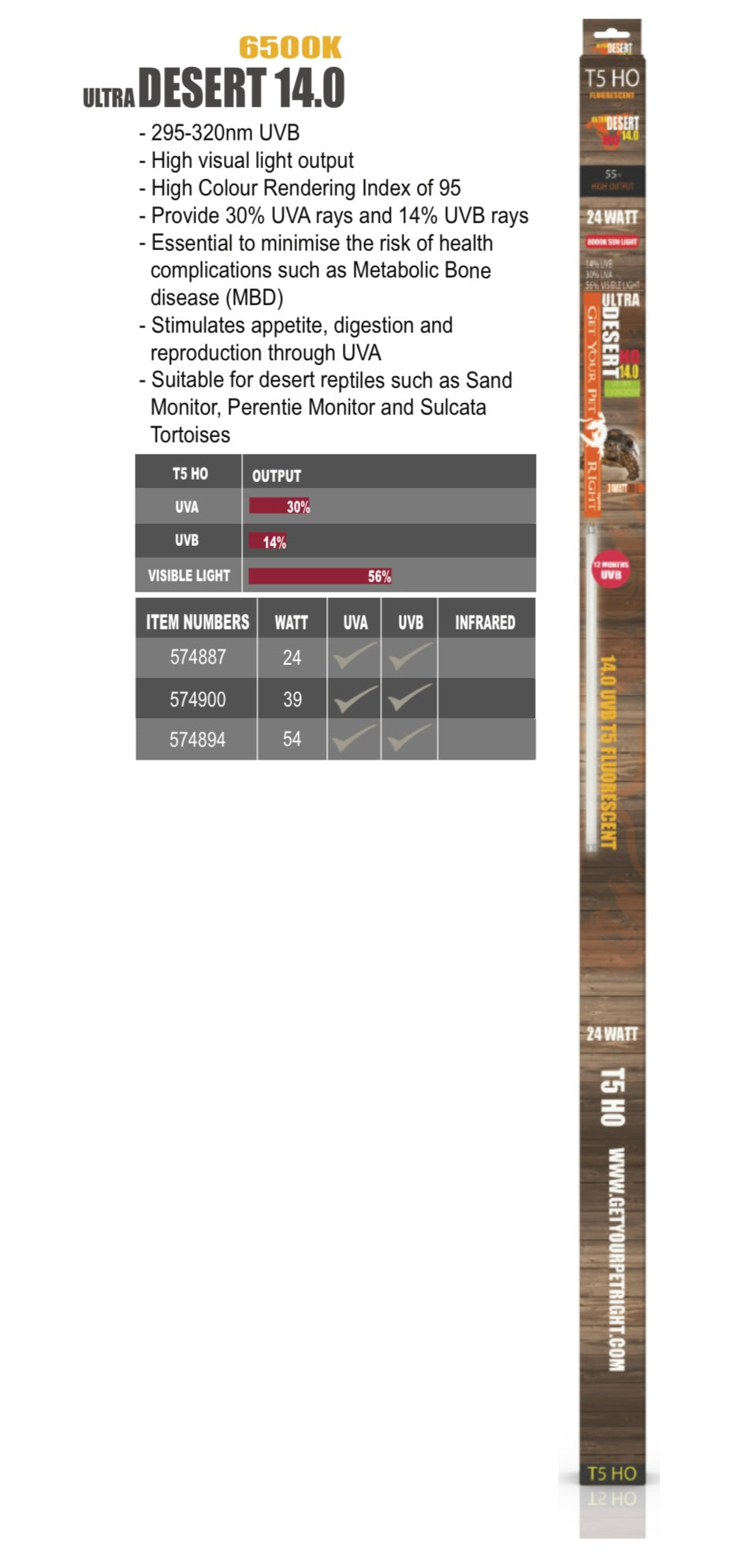 GYPR t5 HO 14.0 UVB fluorescent lamps